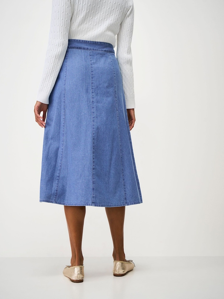 Crew Clothing Blue Harper Denim Midi Skirt - Image 2 of 5