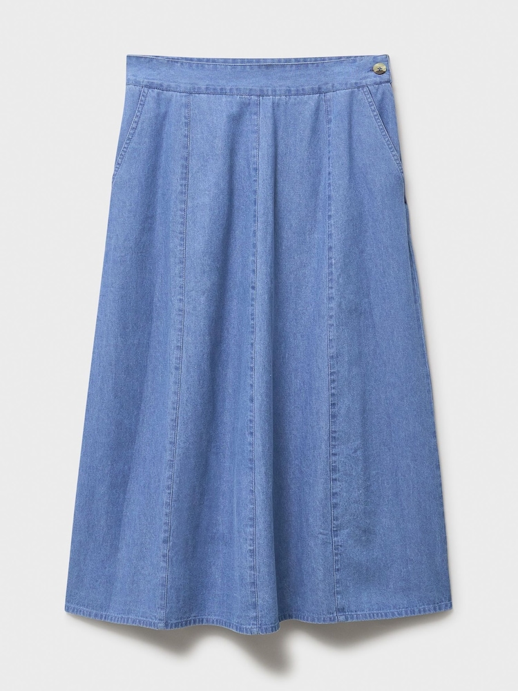 Crew Clothing Blue Harper Denim Midi Skirt - Image 5 of 5