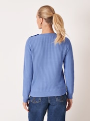 Crew Clothing Blue Tillie Textured Stitch Jumper - Image 2 of 5