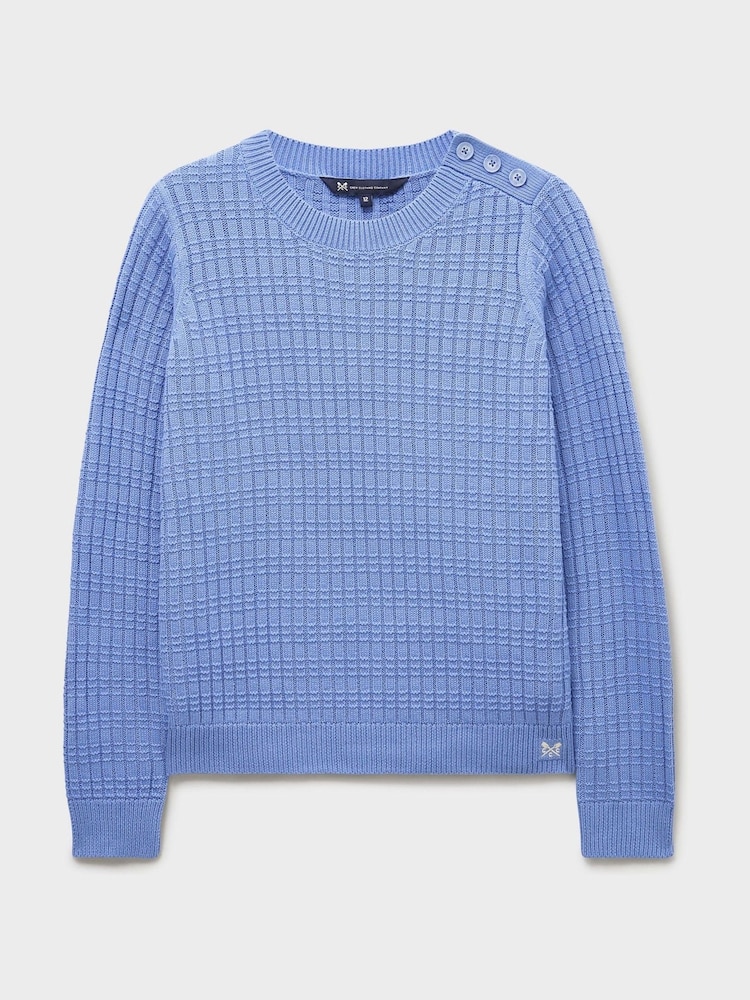 Crew Clothing Blue Tillie Textured Stitch Jumper - Image 5 of 5