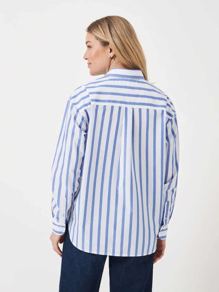 Crew Clothing Blue Boyfriend Poplin Shirt - Image 2 of 5 Crew Clothing Blue Boyfriend Poplin Shirt - Image 2 of 5