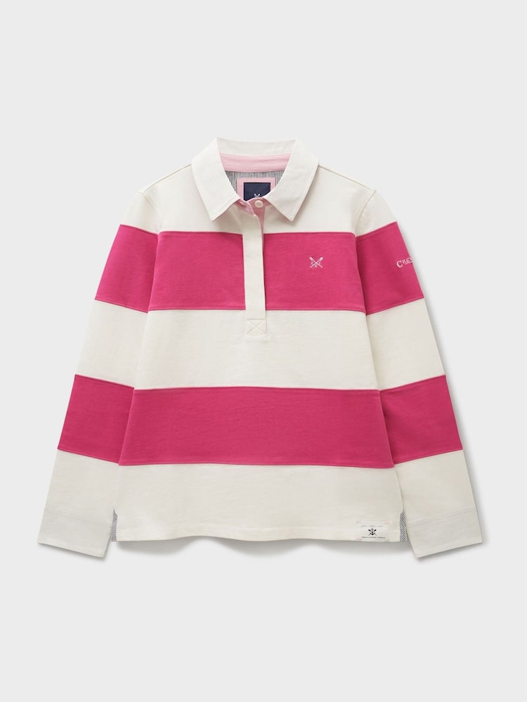 Crew Clothing Pink Long Sleeve Stripe Rugby Shirt - Image 5 of 5 Crew Clothing Pink Long Sleeve Stripe Rugby Shirt - Image 5 of 5