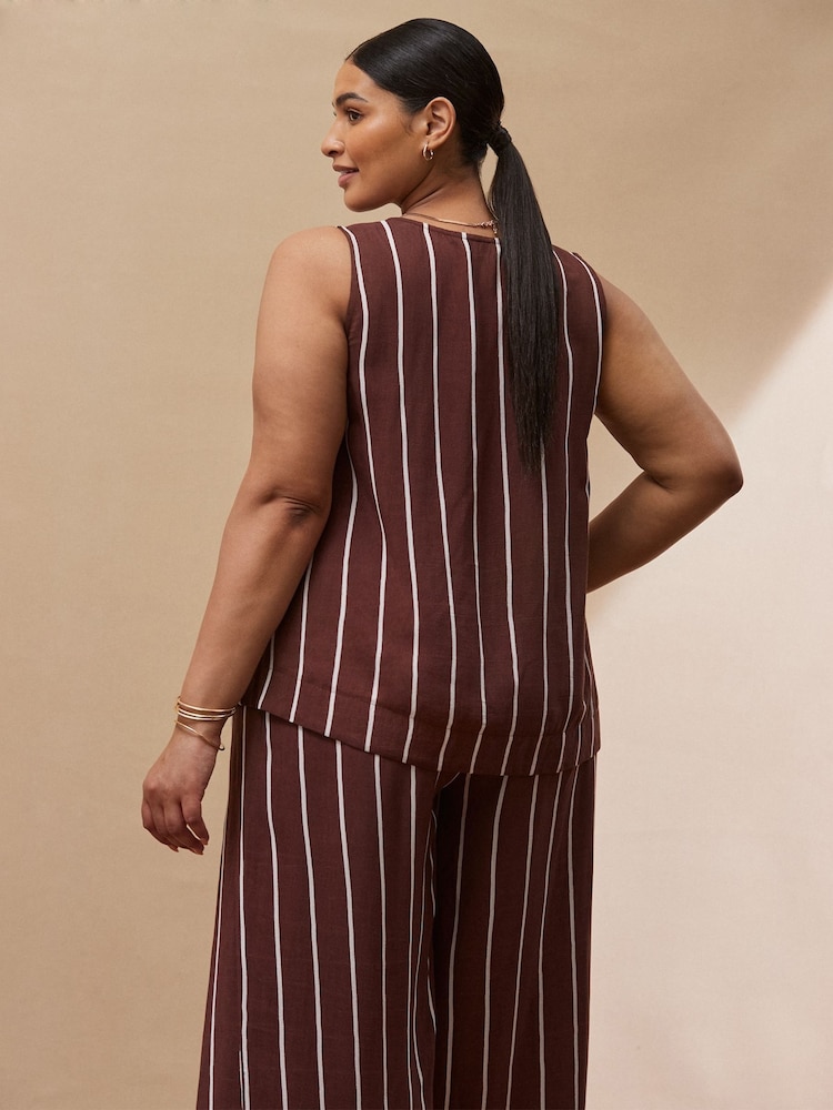 Live Unlimited Brown Stripe V-Neck Top - Image 3 of 3