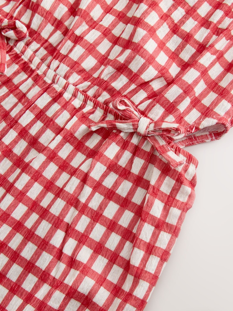 Red/Ecru Gingham Crinkle Jersey Jumpsuit (3-16yrs) - Image 8 of 8 Red/Ecru Gingham Crinkle Jersey Jumpsuit (3-16yrs) - Image 8 of 8