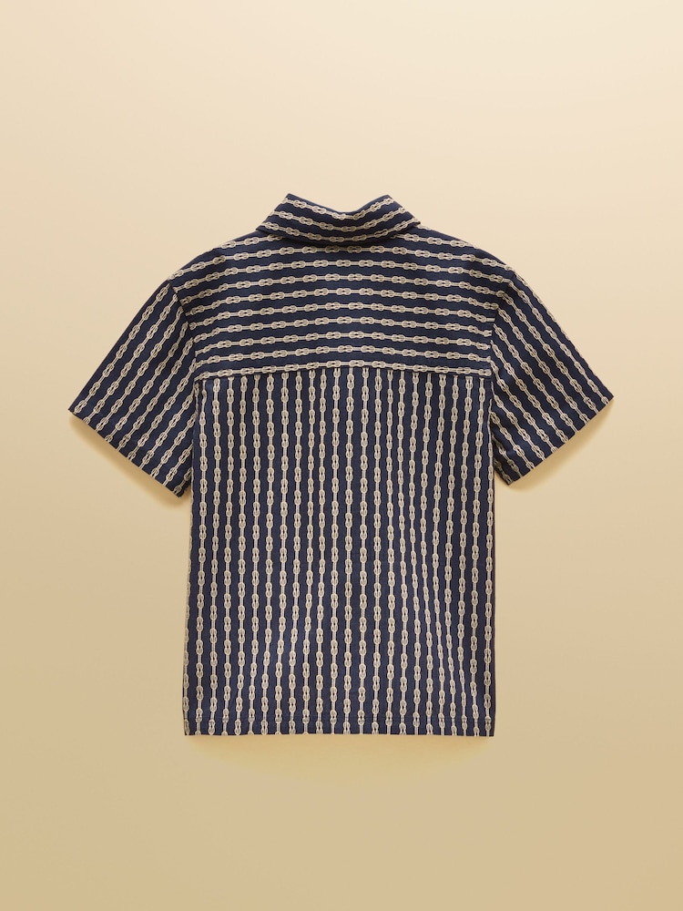 Joules Boys' Sonny Navy Blue Printed Woven Shirt - Image 2 of 5