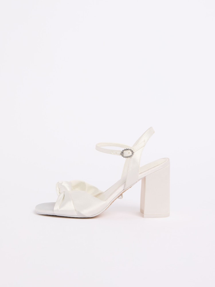 Lipsy White Wide Fit Knot Block Platform Bridal Mid Heel Wedding Sandals - Image 5 of 5 Lipsy White Wide Fit Knot Block Platform Bridal Mid Heel Wedding Sandals - Image 5 of 5