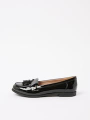 Lipsy Black Standard Fit Patent Flat Tassle Workwear Loafers - Image 5 of 5