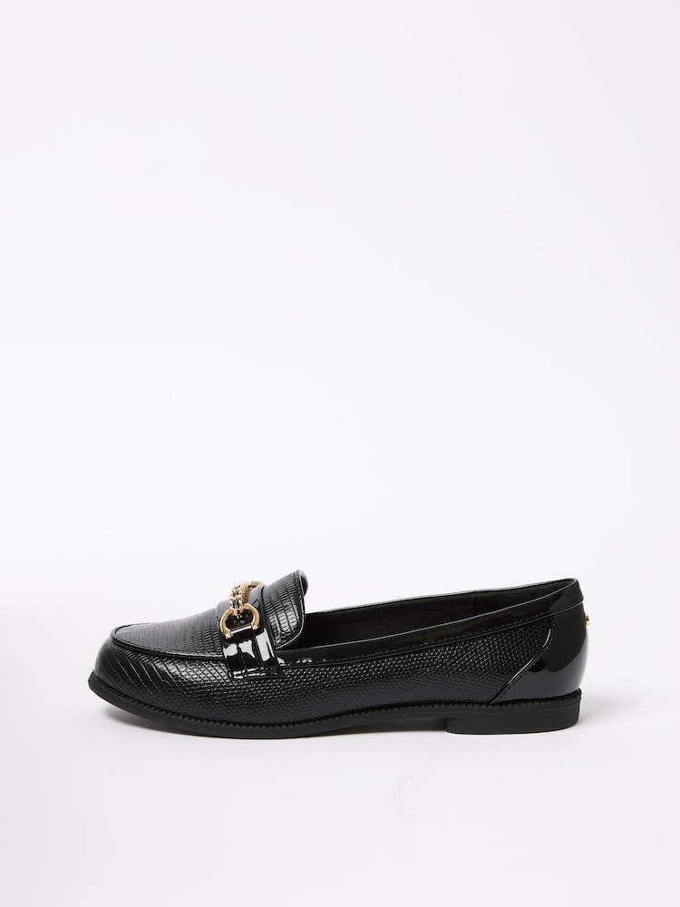 Lipsy Patent Chain Detail Faux Croc Workwear Loafers - صورة 5 من 5 Lipsy Patent Chain Detail Faux Croc Workwear Loafers - صورة 5 من 5