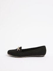 Lipsy Black Wide Fit Faux Suede Snaffle Workwear Loafers - Image 5 of 5