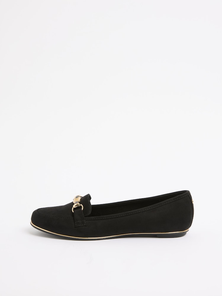 Lipsy Black Wide Fit Faux Suede Snaffle Workwear Loafers - Image 5 of 5