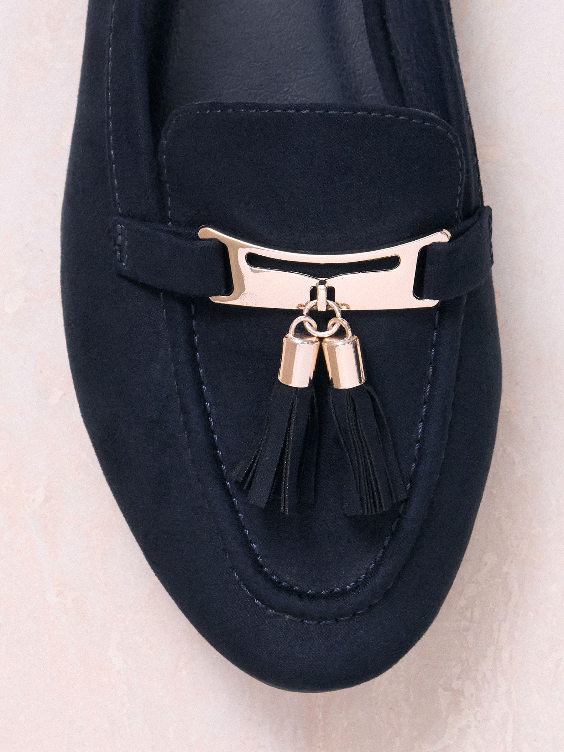 Buy Lipsy Navy Standard Fit Almond Toe Tassel Workwear Loafers