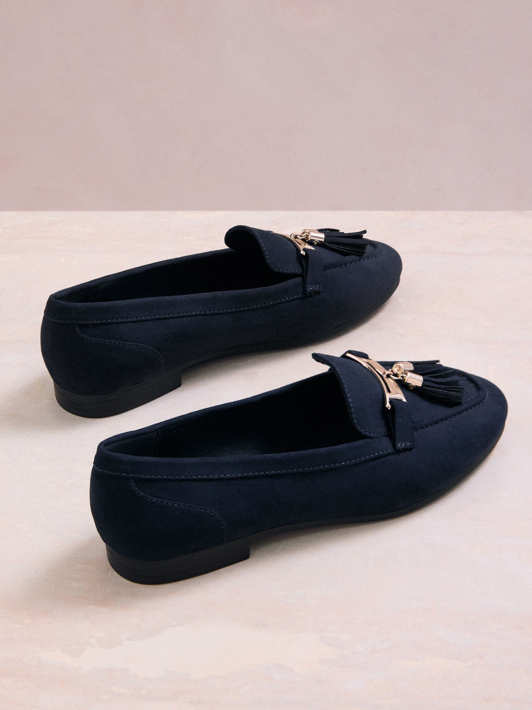 Buy Lipsy Navy Standard Fit Almond Toe Tassel Workwear Loafers
