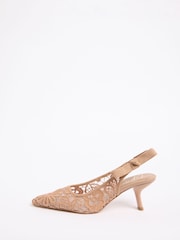 Nuogas - Lipsy Bridal nėriniuoti slingback stiliaus bateliai su kaspinu ir vidutinio kulno paminkštinimu - 5 paveikslėlis iš 5