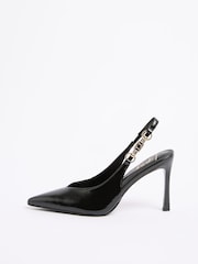 Lipsy Faux Leather Gold Hardware Mid Heel Slingback Court Shoes - Imaginea 5 din 5