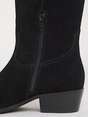 JD Williams Black Wide Fit Knee High Real Suede Westen Boots In Curvy Calf - Image 2 of 3