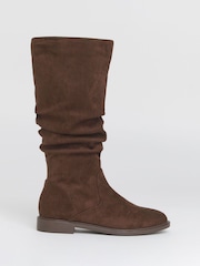 JD Williams Brown Wide Fit Knee High Ruched Boots In Super Curvy Calf - Image 3 of 4