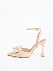 Lipsy Cream Wide Fit Bow Detail Two Part High Stiletto Heel Occasion Court Shoes - Image 5 of 5