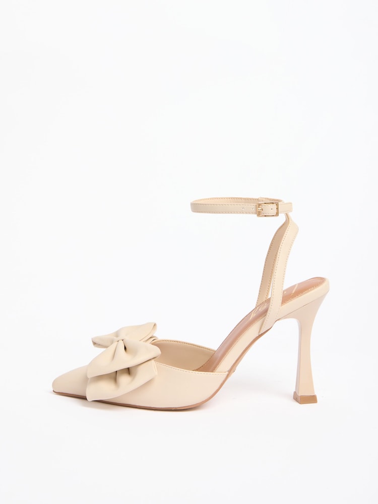Lipsy Cream Wide Fit Bow Detail Two Part High Stiletto Heel Occasion Court Shoes - Image 5 of 5 Lipsy Cream Wide Fit Bow Detail Two Part High Stiletto Heel Occasion Court Shoes - Image 5 of 5