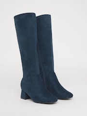JD Williams Blue Wide Fit Low Block Heel Knee High Sock Boots In Standard Calf - Image 3 of 4