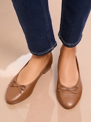 Lipsy Tan Brown Standard Fit Patent Toecap Ballerinas - Image 2 of 5