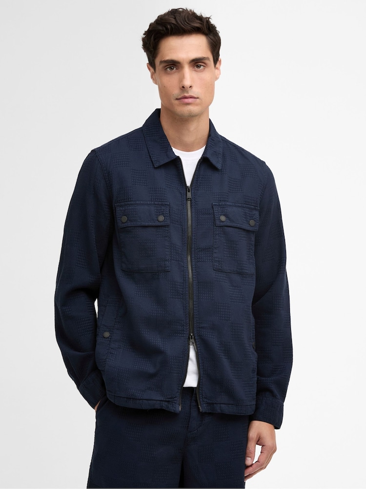 Barbour® International Navy Blackstreak Summer Jacquard Overshirt - Image 1 of 7