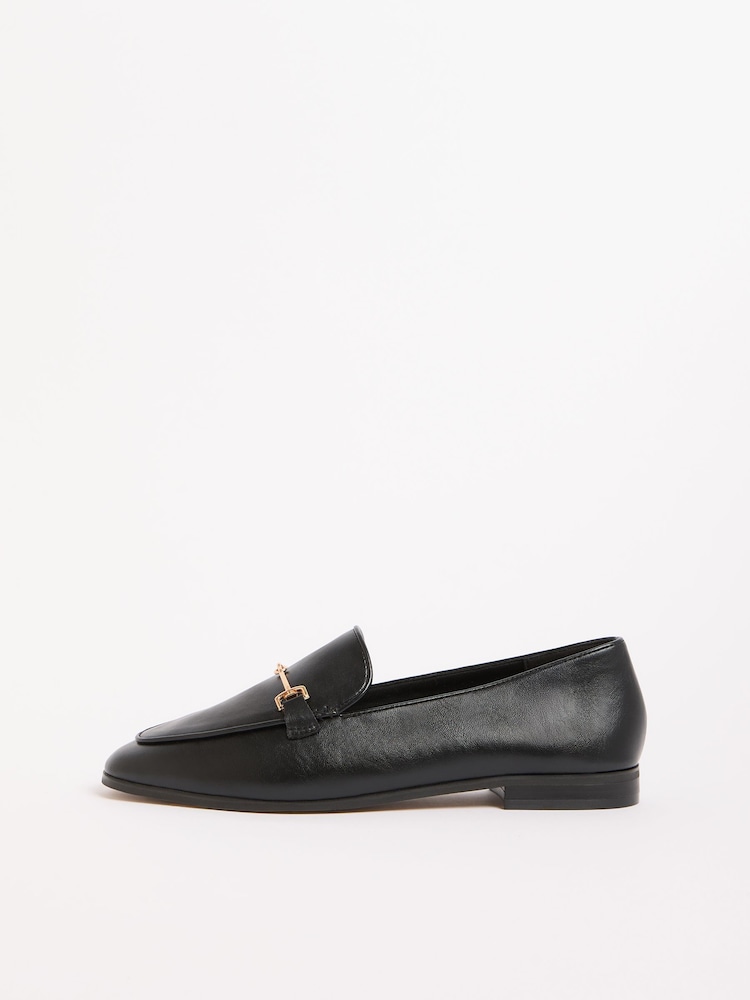 Lipsy Black Faux Leather Almond Toe Snaffle Workwear Loafers - Image 5 of 5