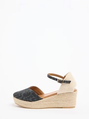 Lipsy Black Standard Fit Faux Suede Two Part Espadrille Wedges - Image 5 of 5