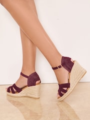 Burgunderrot - Lipsy Espadrille-Schuhe mit Keilabsätzen mit gewebten Riemen - Bild 4 von 4