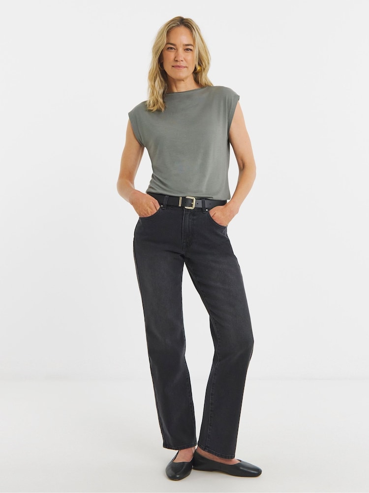 JD Williams Black Authentic Relaxed Straight Leg Jeans - Image 1 of 4 JD Williams Black Authentic Relaxed Straight Leg Jeans - Image 1 of 4