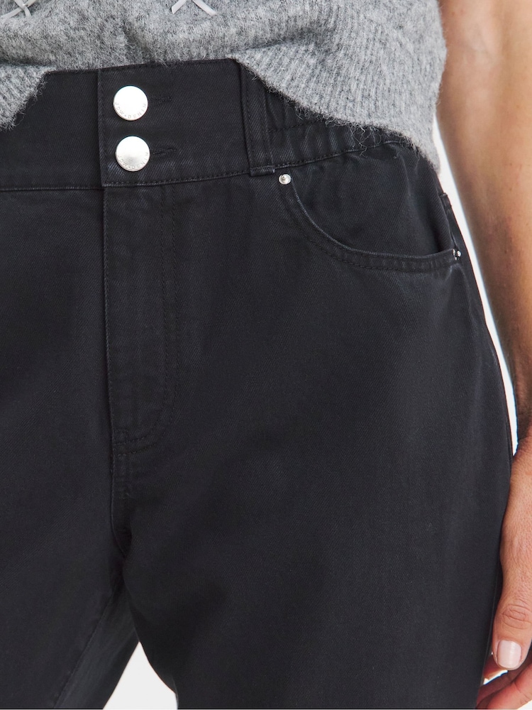 JD Williams Black Elasticated Waist Lightweight Denim Tapered Jeans - Image 4 of 4
