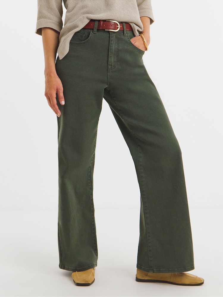 JD Williams Green Authentic Wide Leg Jeans - Image 1 of 4 JD Williams Green Authentic Wide Leg Jeans - Image 1 of 4