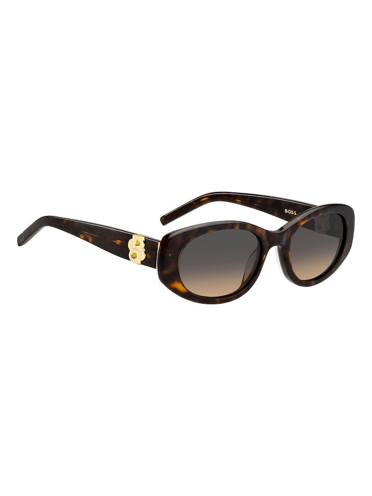 BOSS Brown Oval Sunglasses in Havana - Image 2 of 4