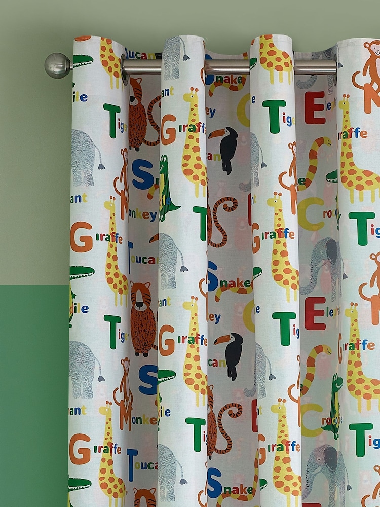 Catherine Lansfield Natural Animal Magic Fully Reversible Eyelet Curtains - Image 1 of 4