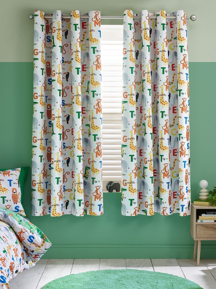 Catherine Lansfield Natural Animal Magic Fully Reversible Eyelet Curtains - Image 2 of 4