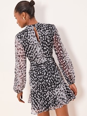 Lipsy Neutral Animal Print Gathered Waist Woven Mini Dress - Image 4 of 5