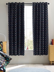 Catherine Lansfield Black Rainbow Rockets Fully Reversible Eyelet Curtains - Image 3 of 3
