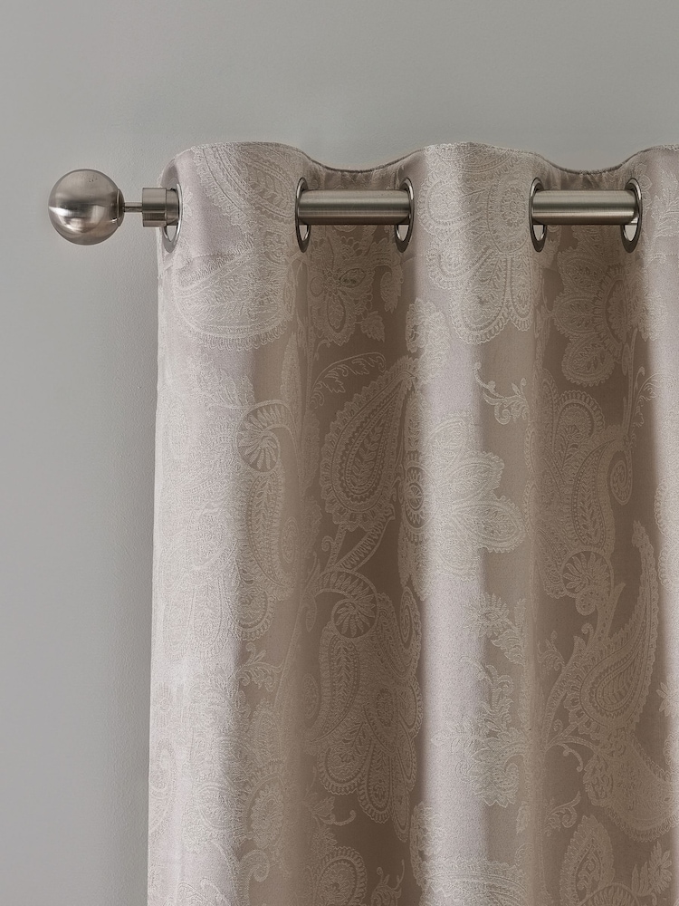 Catherine Lansfield Champagne Gold Opulent Jacquard Lined Eyelet Curtains - Image 1 of 4