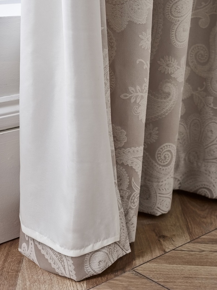 Catherine Lansfield Champagne Gold Opulent Jacquard Lined Eyelet Curtains - Image 4 of 4