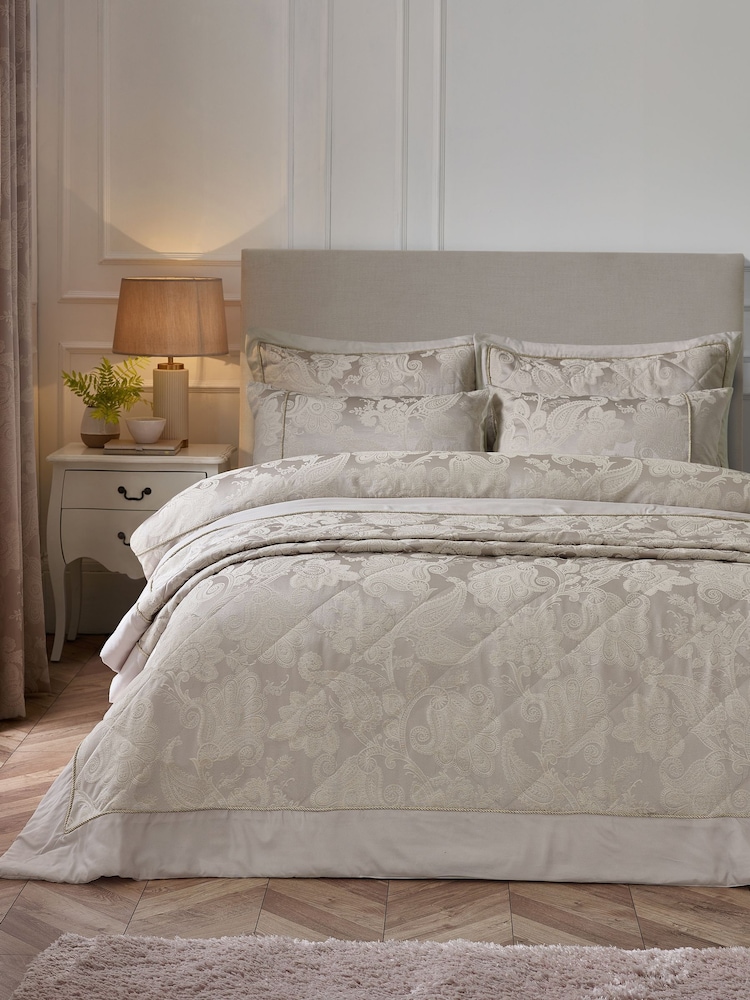Catherine Lansfield Champagne Gold Opulent Jacquard Bedspread - Image 1 of 3 Catherine Lansfield Champagne Gold Opulent Jacquard Bedspread - Image 1 of 3