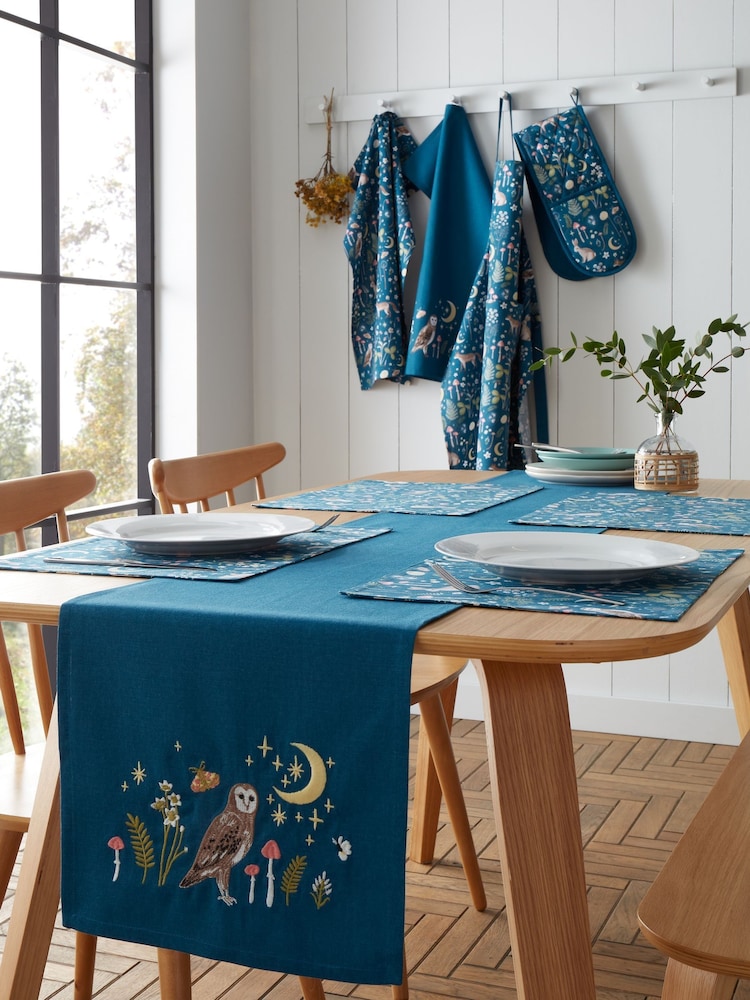 Catherine Lansfield Navy Blue Enchanted Twilight Animals Cotton Dining Placemat - Image 2 of 2