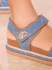Albastru - Lipsy Double Strap Footbed Summer Sandals - Imaginea 2 din 5