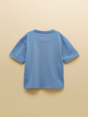 Mėlynasis dinozauras - „Joules“ berniukiški marškinėliai su „Archie Applique“ grafika - 2 paveikslėlis iš 5