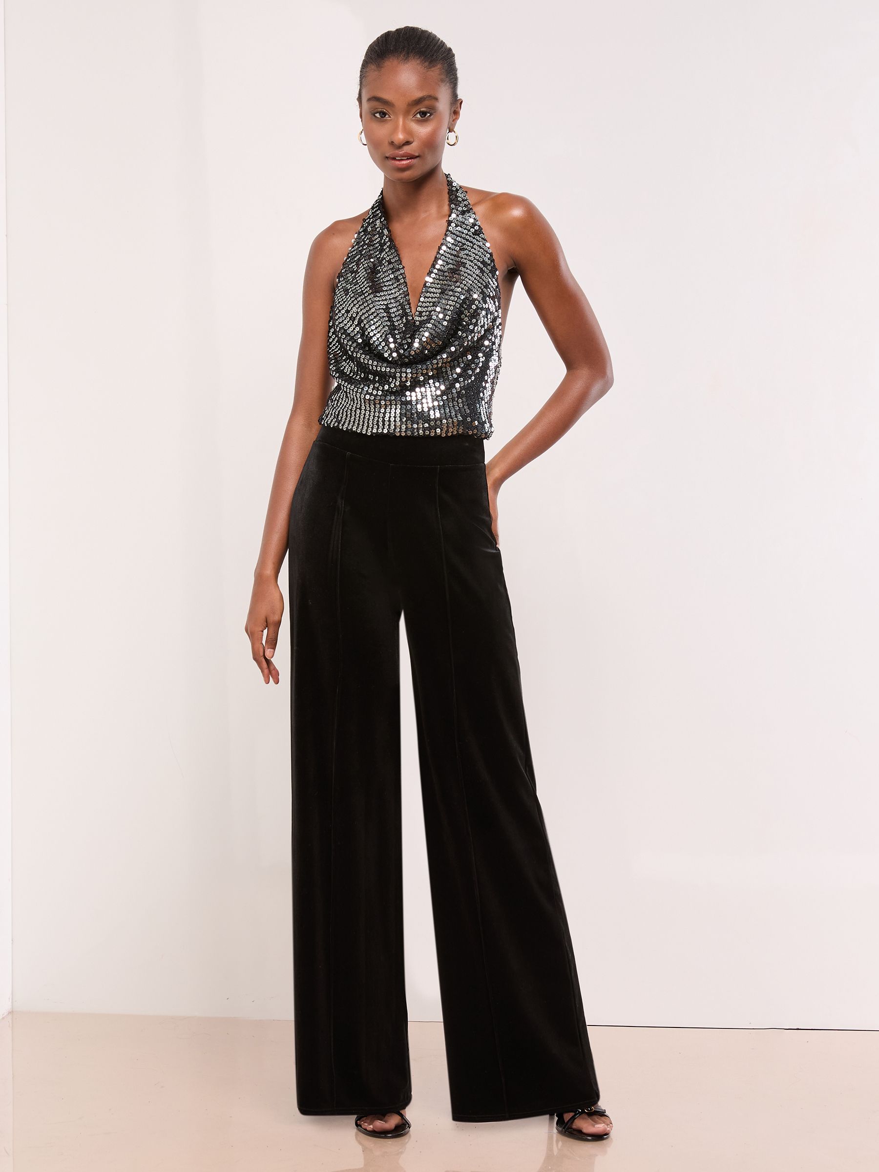 Buy Lipsy Black Velvet Wide leg Trousers from Next Australia
