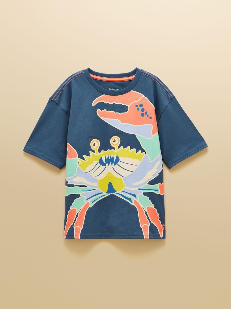 ネイビー - Joules ボーイズ アーチー 半袖スクリーンプリント Tシャツ - 画像 1 / 5