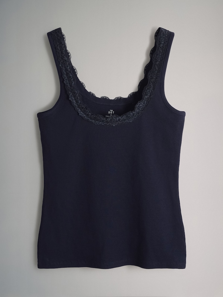 Haut Shell The Limited Taille L - Bleu Marine Avec Dentelle Noire - Sans Manches - Polyester