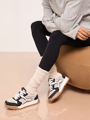 Lipsy Black Lace Up Chunky Runner Sports Trainers - Image 1 of 5