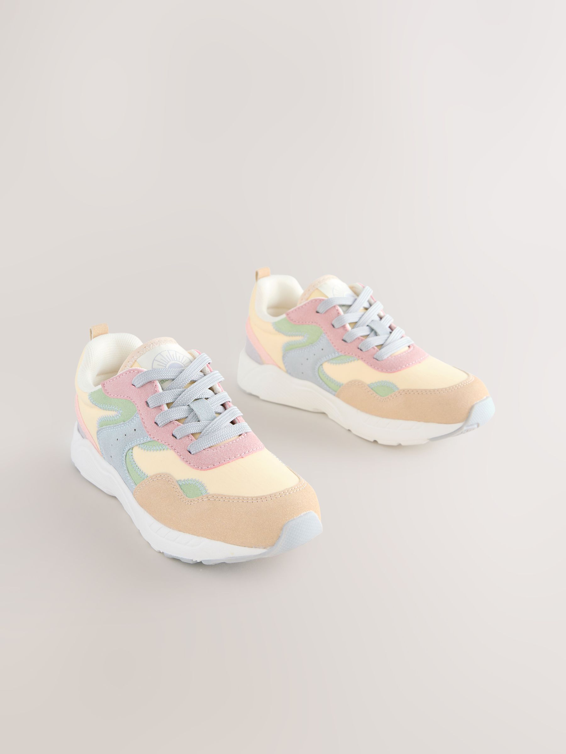 Cumpără Multi Pastel - Lace-Up Colourblock Trainers from Next Romania