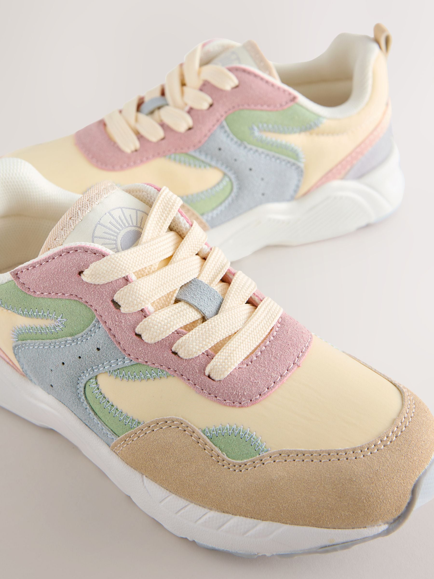 Cumpără Multi Pastel - Lace-Up Colourblock Trainers from Next Romania