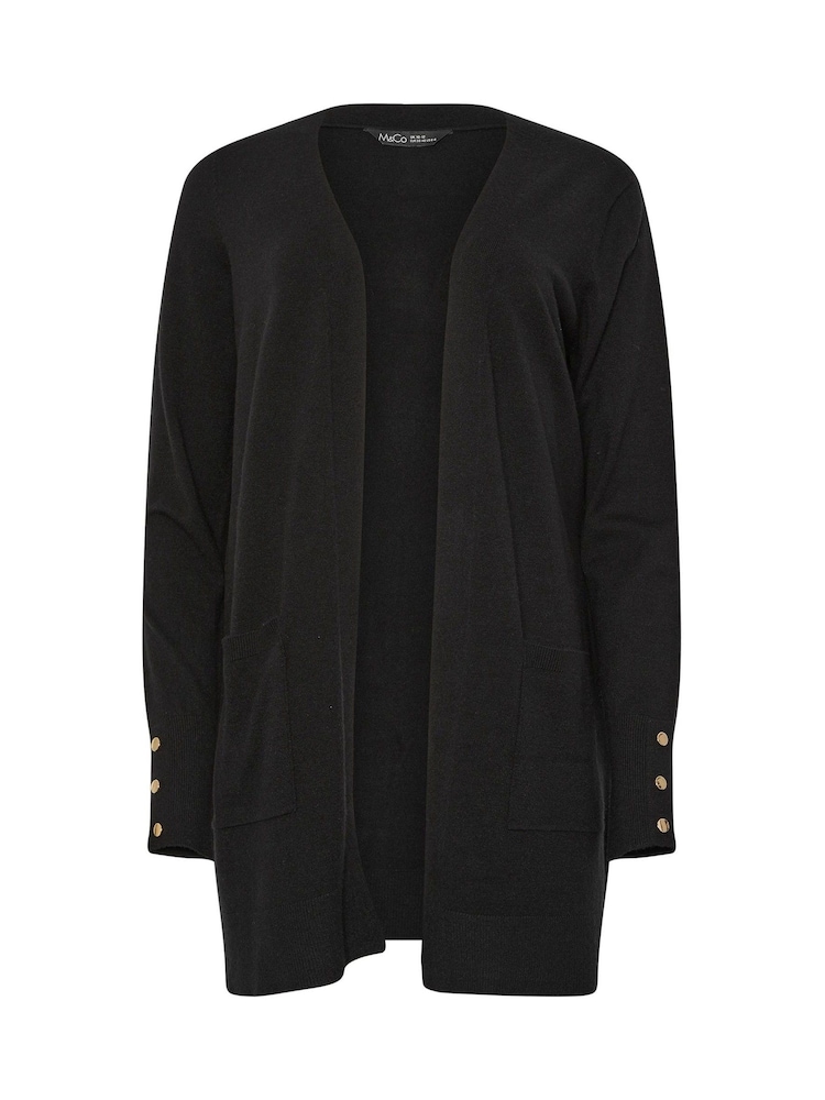 M&Co Black Button Detail Midi Length Cardigan - Image 5 of 5 M&Co Black Button Detail Midi Length Cardigan - Image 5 of 5