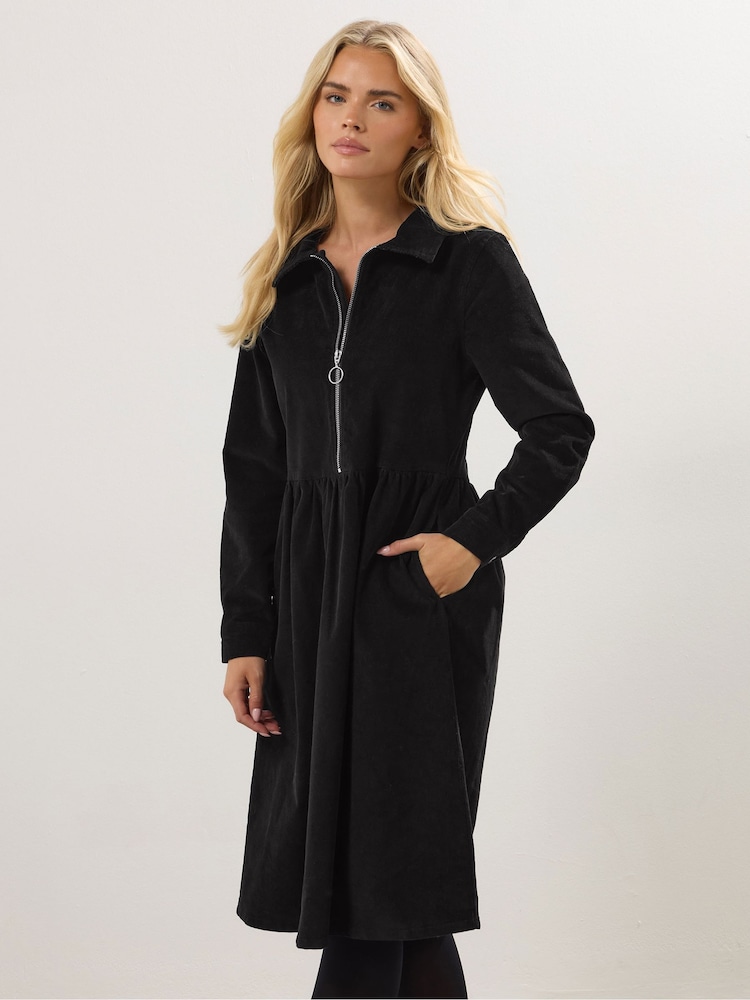 M&Co Black Petite Cord Half Placket Dress - Image 1 of 5 M&Co Black Petite Cord Half Placket Dress - Image 1 of 5